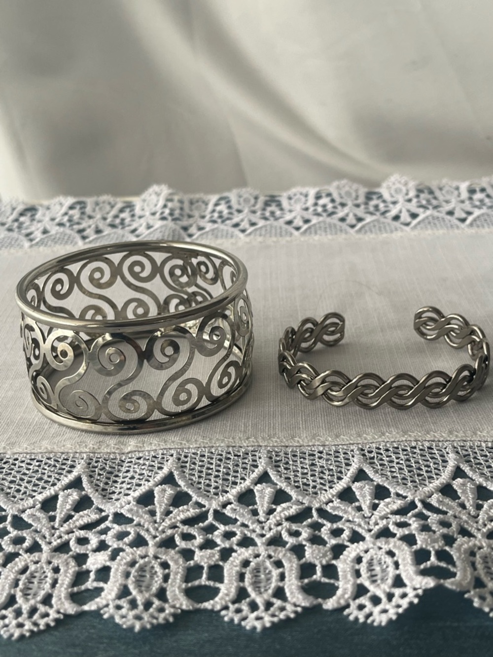 Ornate Silver-Tone bracelets Lot of 2